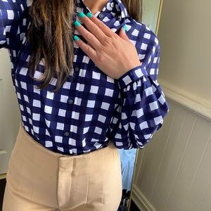 BANANA REPUBLIC BLUE CHECKERED BUTTON DOWN SHIRT